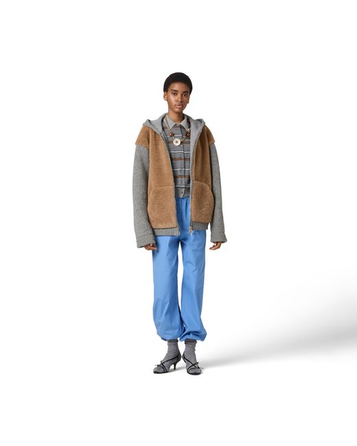 Miu Miu Natural Wool, Cashmere And Shearling Zipper Blouson Jacket