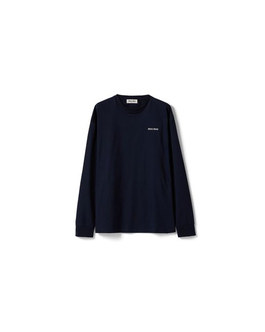 Miu Miu Blue Long-Sleeved Jersey T-Shirt