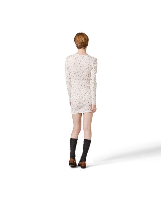 Miu Miu Natural Ribbed Jersey Dress