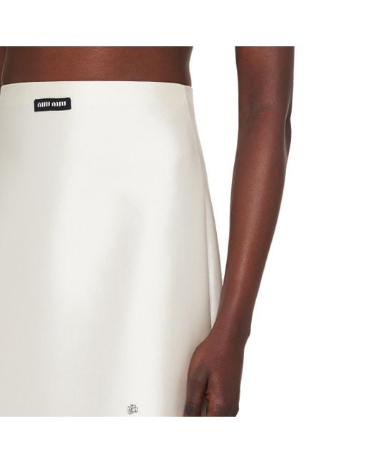 【関税&送料込】Miu Miu Embroidered Wool Mini Skirt Miu Miu Embroidered Silk And Wool Skirt in White | Lyst