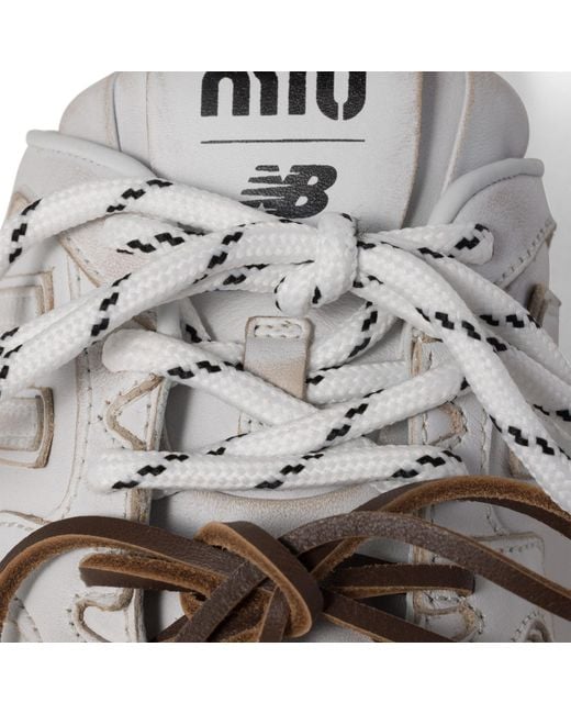 Miu Miu White New Balance X 530 Sl Deco Calf Leather Mules