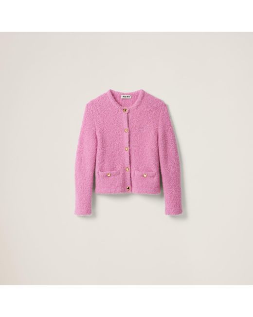 Miu Miu Pink Cashmere And Silk Knit Cardigan