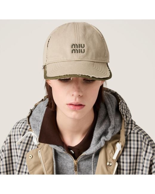 ☆関税込☆MIUMIU★Miu Miu Drill Baseball Cap Khaki White★ ☆関税込☆MIUMIU☆Miu Miu Drill Baseball Cap Khaki White