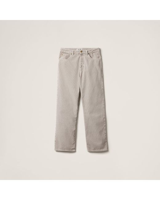 Miu Miu Garment-Dyed Corduroy Pants in Gray | Lyst