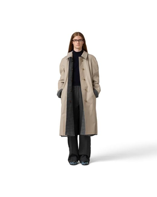 Miu Miu Natural Reversible Twill And Check Trench Coat