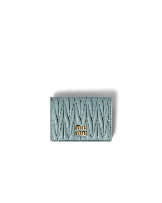 Miu Miu Blue Matelassé Nappa Leather Card Holder