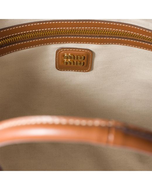 Miu Miu Natural Ivy Canvas And Leather Bag