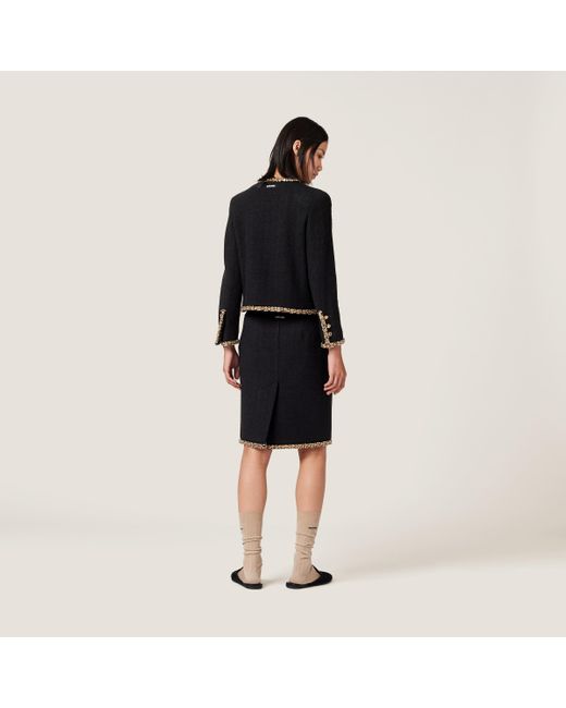 Miu Miu Black Embroidered Tweed Skirt