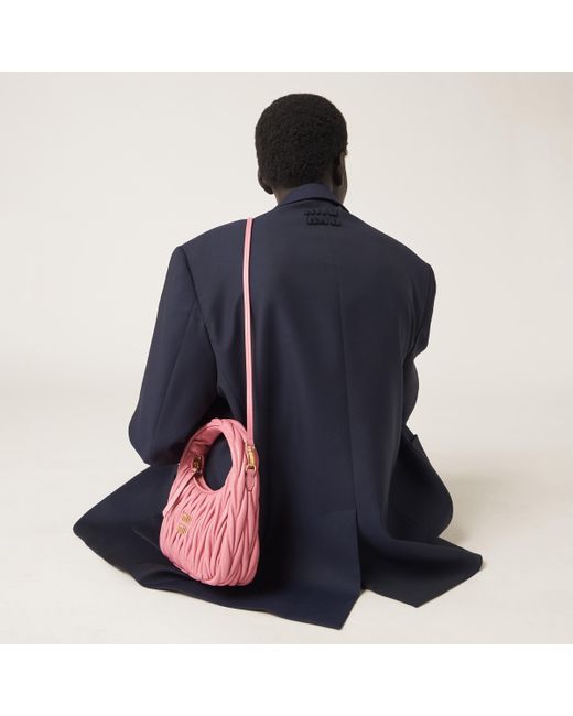 Miu Miu Pink Wander Matelassé Nappa Leather Hobo Bag