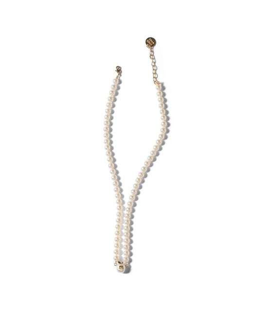 Miu Miu Metallic Metal And Pearl Necklace