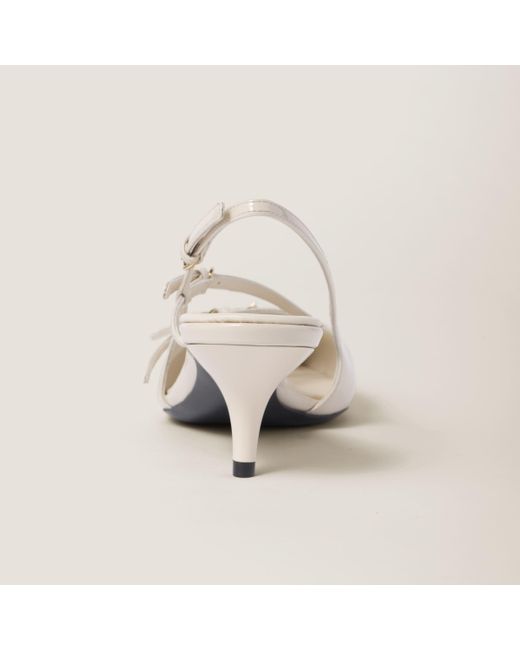 Miu Miu White Patent Leather Slingbacks With Buckles