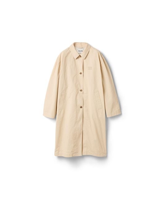 Miu Miu Natural Old Gabardine Single-Breasted Trench Coat
