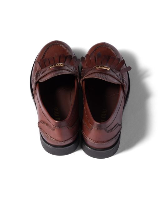 Miu Miu Brown Leather Loafers