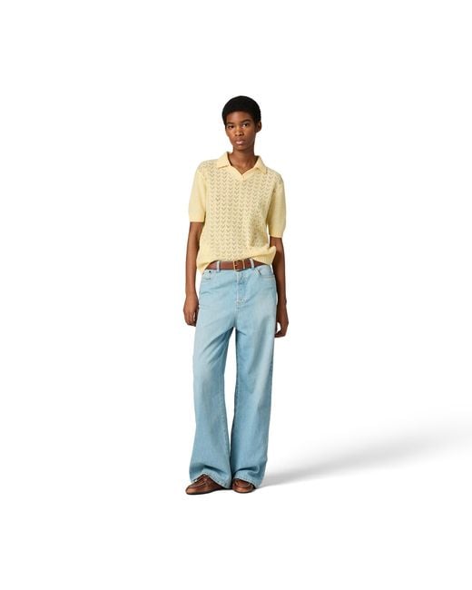 Miu Miu Metallic Lace-Effect Cashmere Polo Shirt