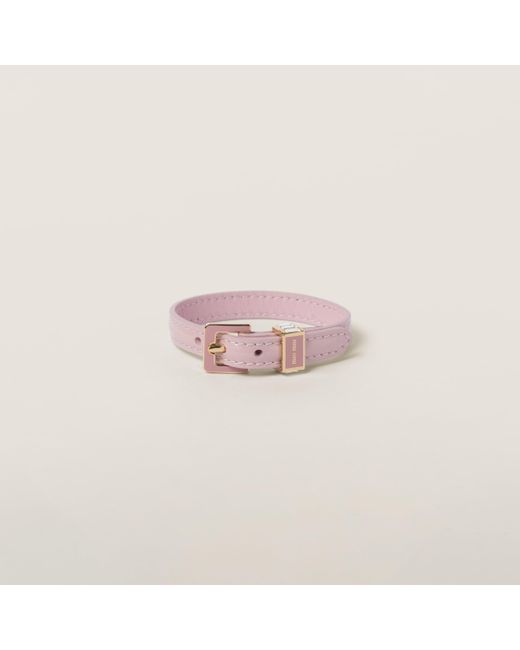 Miu Miu Pink Leather Bracelet