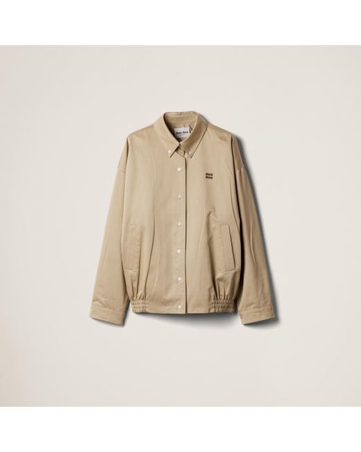 MIU MIU BLOUSON ブレンド Miu Miu Chino Cloth Blouson Jacket in Natural | Lyst