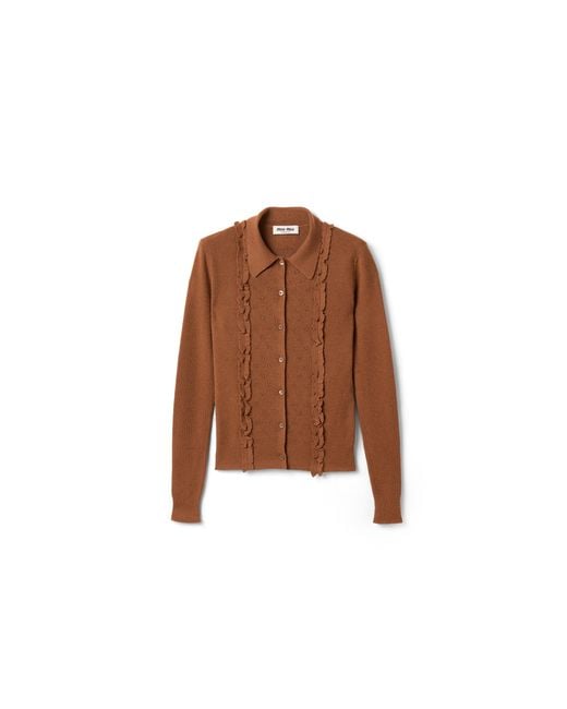 Miu Miu Brown Cashmere And Silk Cardigan