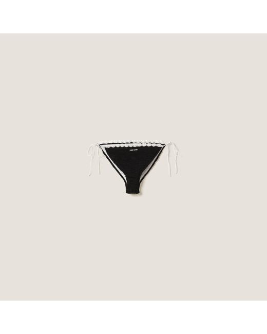 Miu Miu Black Cotton Bikini Panties With Logo