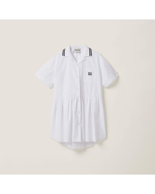 Miu Miu White Poplin Mini-Dress