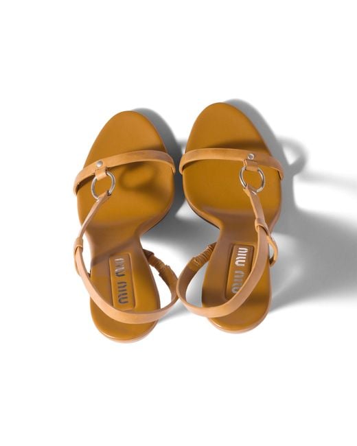Miu Miu Metallic Leather Sandals