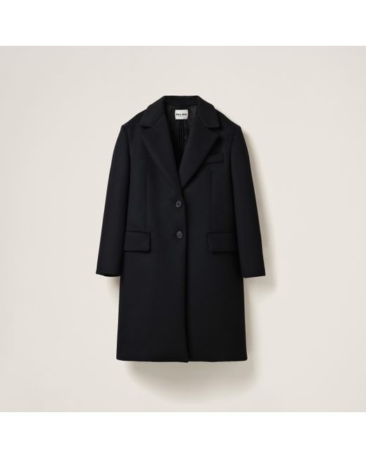 Miu Miu Black Single-Breasted Velour Coat