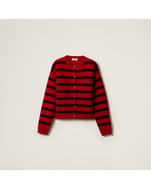 Miu Miu Red Shetland Knit Cardigan