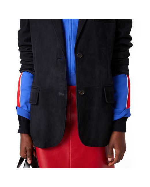 Miu Miu Blue Waxed Suede Leather Jacket