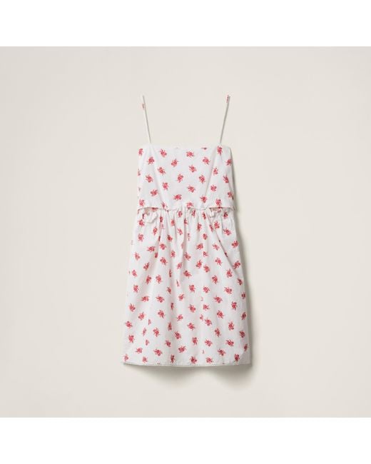 Miu Miu Pink Slubbed Poplin Dress