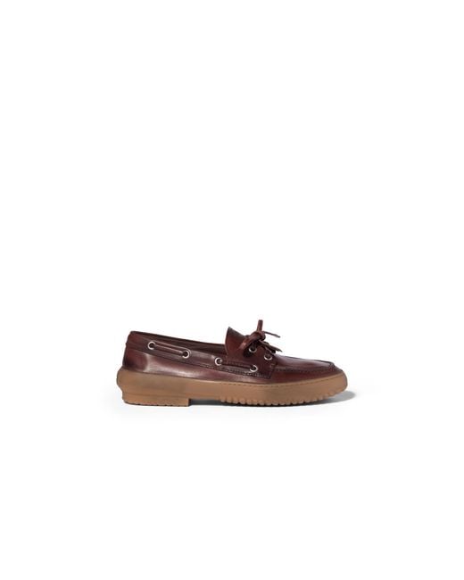 Miu Miu Brown Leather Deck Shoes