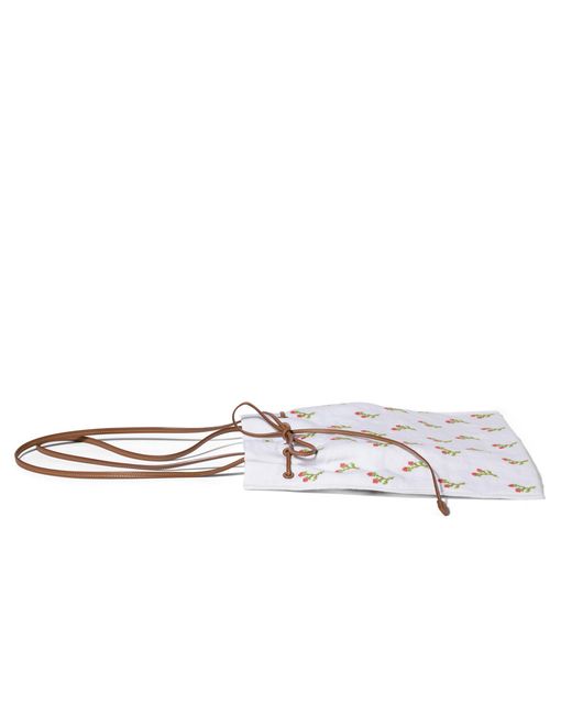 Miu Miu White Embroidered Linen Tote Bag