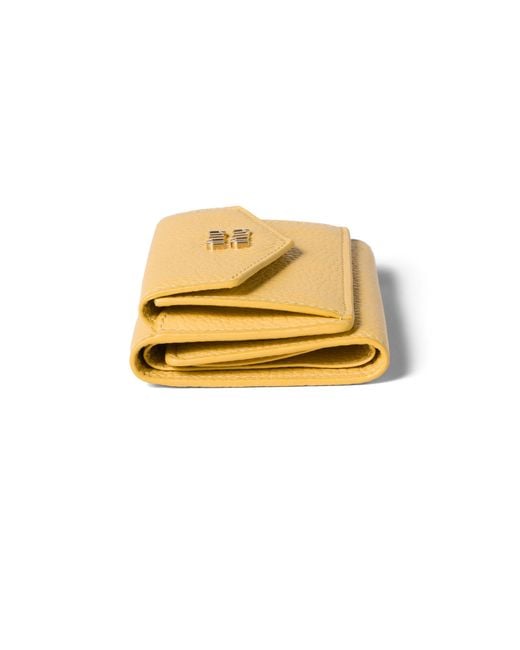 Miu Miu Yellow Small Leather Wallet