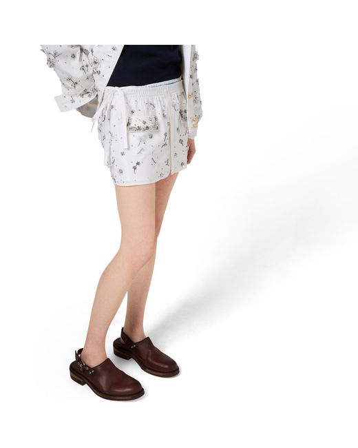 Miu Miu White Embroidered Poplin Miniskirt