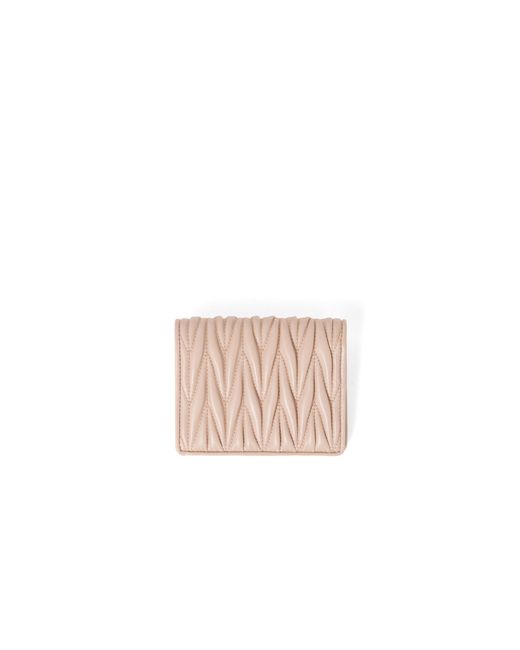 Miu Miu Pink Small Matelassé Nappa Leather Wallet