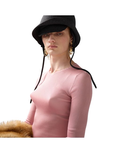 Miu Miu Pink Silk V-Neck Sweater
