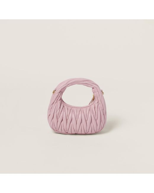 Miu Miu Pink Wander Matelassé Nappa Leather Hobo Mini-bag