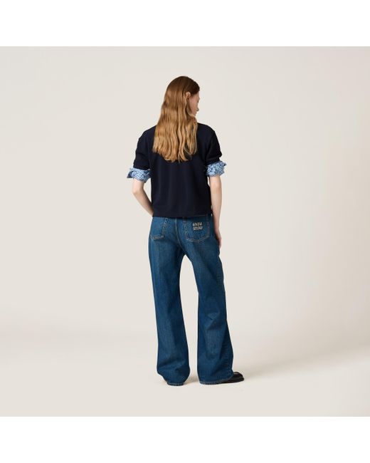 Miu Miu Blue Washed Denim Flared Jeans