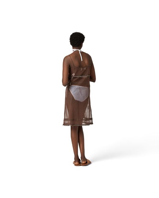 Miu Miu Brown Embellished Tulle Dress