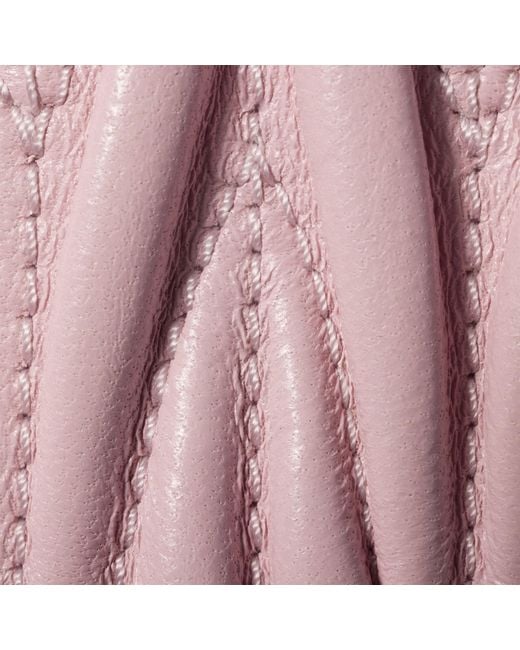 Miu Miu Pink Matelassé Nappa Leather Card Holder