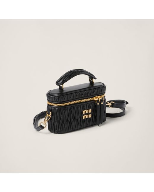 Miu Miu Black Matelassé Nappa Leather Shoulder Bag