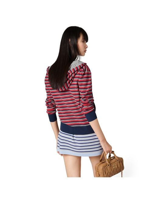 Miu Miu Red Wool Hoodie Jacket