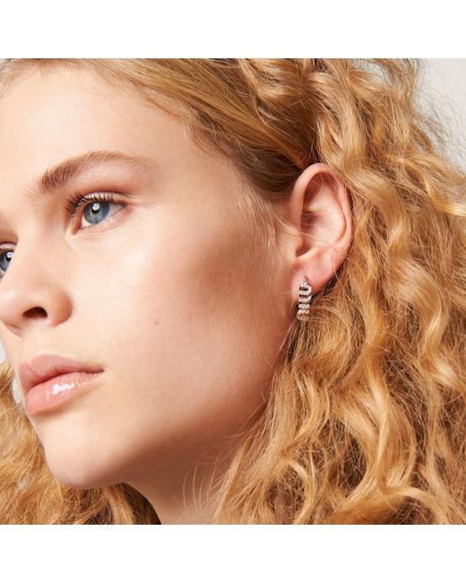 Miu Miu White Metal Earrings With Artificial Crystals