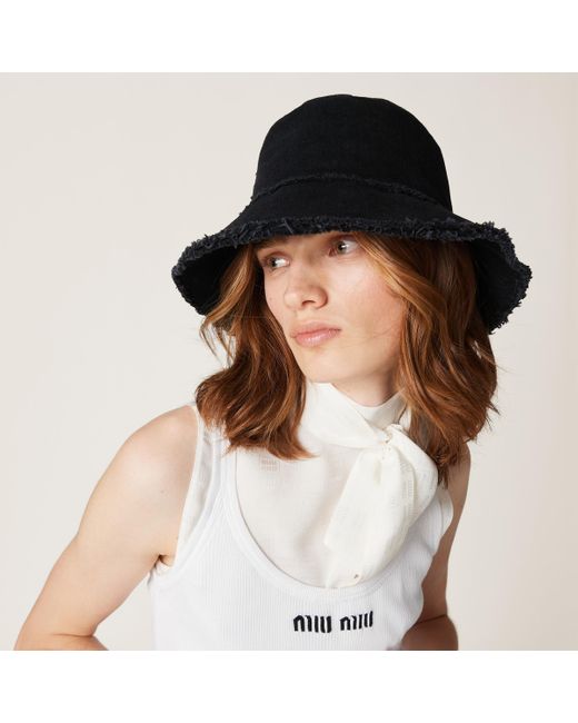 Miu Miu Black Denim Bucket Hat