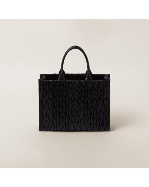 Miu Miu Black Nappa Leather Shopping Bag
