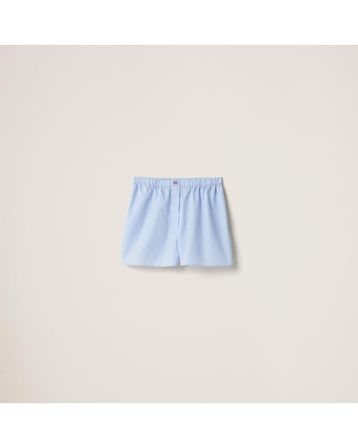 Miu Miu Blue Striped Cotton Boxer Shorts