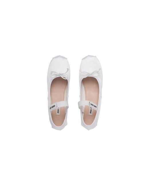 Miu Miu White Satin Ballet Flats