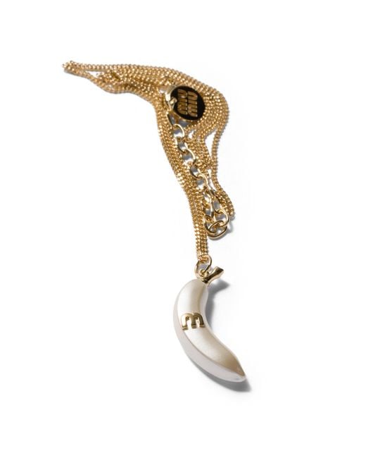 Miu Miu Metallic Metal Necklace With Pendant
