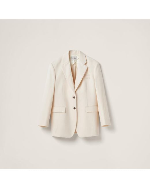 Miu Miu Natural Single-Breasted Canvas Jacket