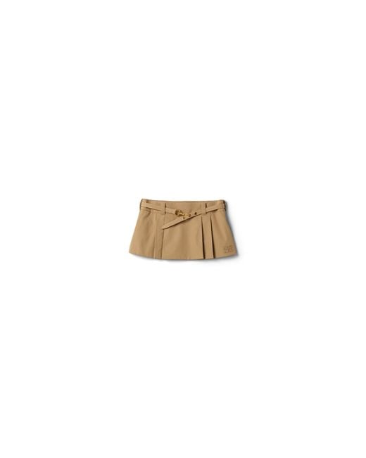Miu Miu Natural Pleated Poplin Miniskirt