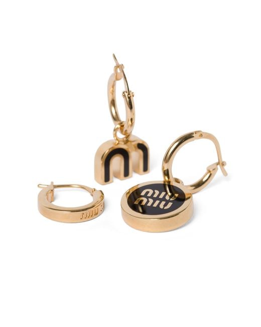 Miu Miu Natural Set Of Enameled Metal Earrings