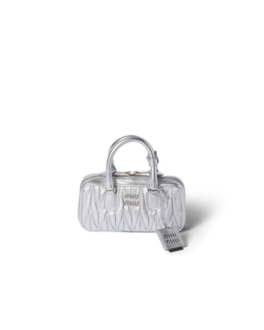 Miu Miu Gray Arcadie Matelassé Nappa Leather Mini-Bag